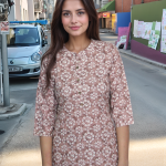 Rubi Brown Printed Rayon Kurta – Mocna