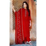 Red Floral Embroidered Cotton Unstitched Dress Material – MOCNA