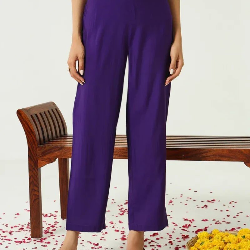 Royal Purple Kurta Set with Dupatta - Mocna