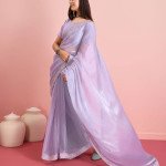 Apple Lavender Soft Silk Embroidered Saree with Contrast Border  Mocna
