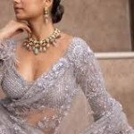 Glamorous Silver-Toned Sequined Georgette Saree - Mocna