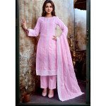 Elegant Pink Embroidered Pure Cotton Dress Material Suit Set - Mocna Fashion