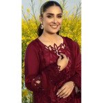 MAROON COTTON SEMI STICHED DRESS MATERIAL - MOCNA