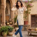 Khadi Cotton Embroidered Short Kurti - mocna