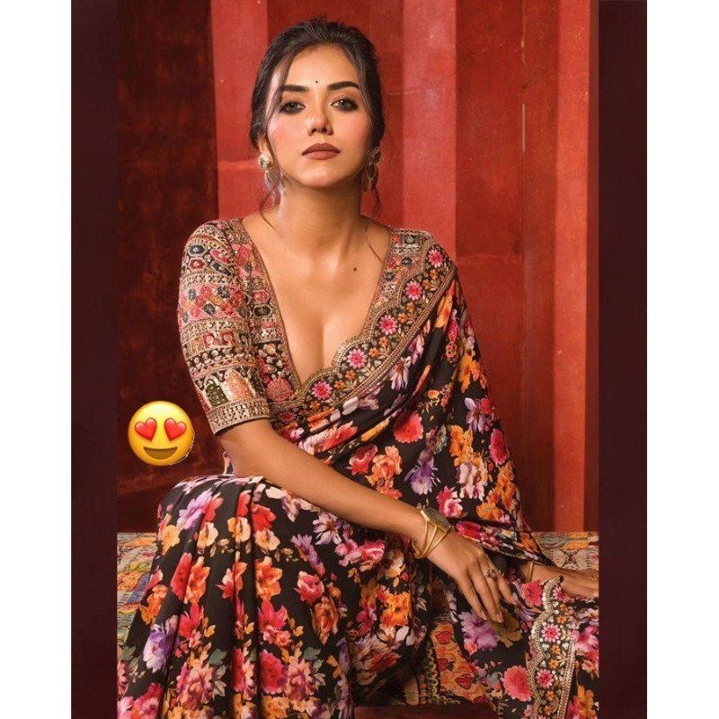 Designer Floral Georgette Saree – Elegant Party &amp; Festive Wear -  Mocna