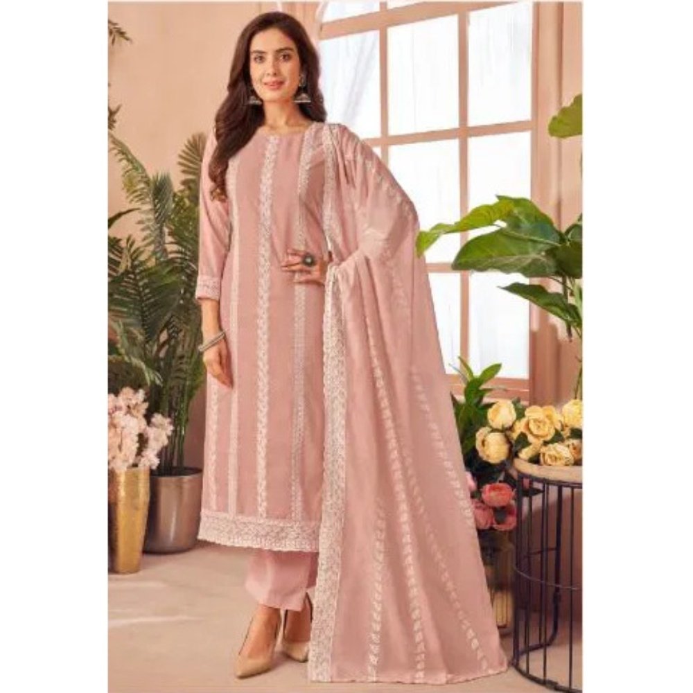 MocnaLuckhnowiCottonDressMaterialPink