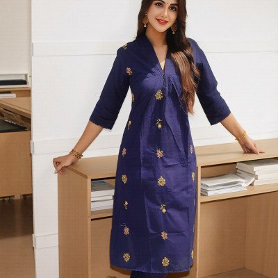 Mocna Pure Cotton 60×60 Handwork Suit With Dupatta