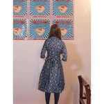 Black Floral Printed Kurta with Adjustable Belt and Collar – Mocna