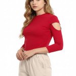 Classic Cold Shoulder Red Top - Mocna