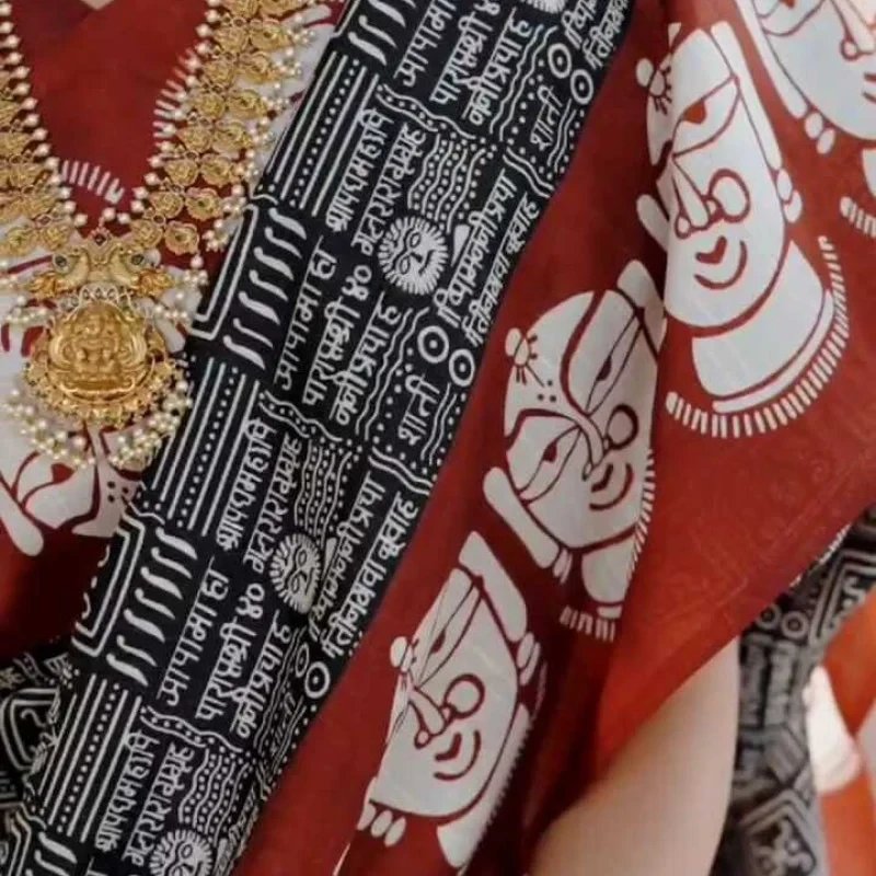 Apple Saree - Black &amp; White Ethnic Motif Bhagalpuri Saree - Mocna