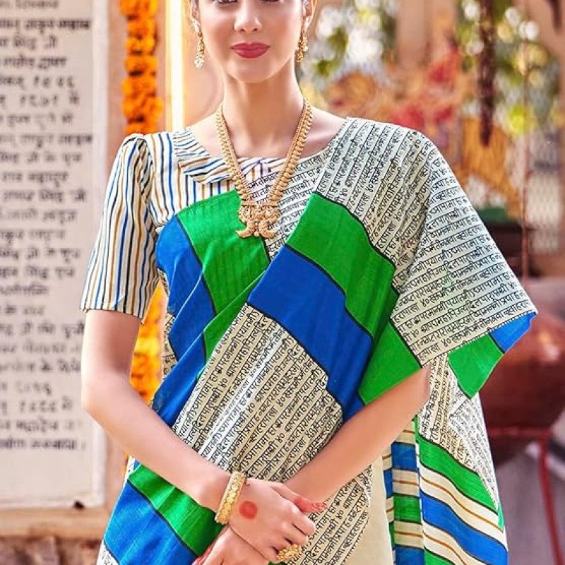 Apple Saree - Soft Creme Bhagalpuri Saree - Mocna