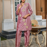 Designer Pink Beaded Co-Ord Set | Imported Fabric | Stylish Ethnic Wear - Mocna