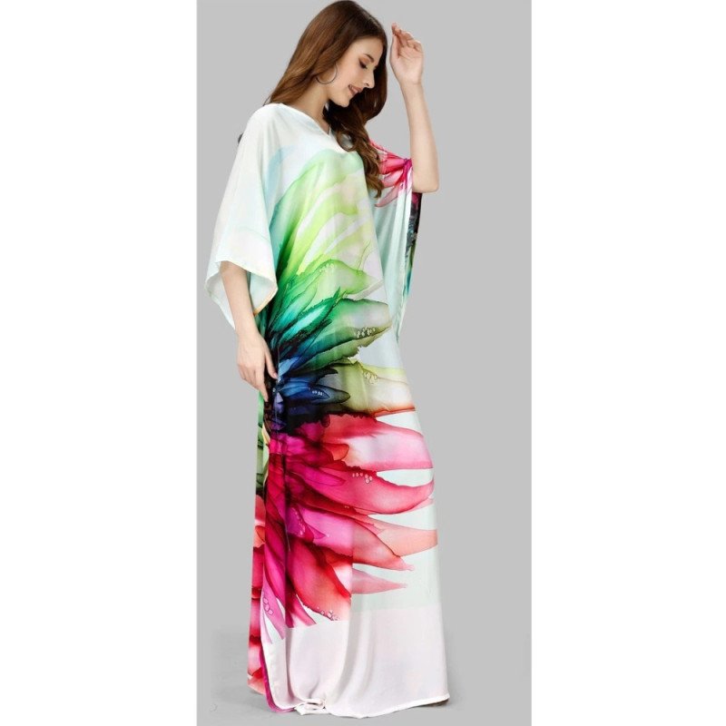 Midnight Flame  Kaftan With Digital Print (Free Size: M - 3XL) - MOCNA