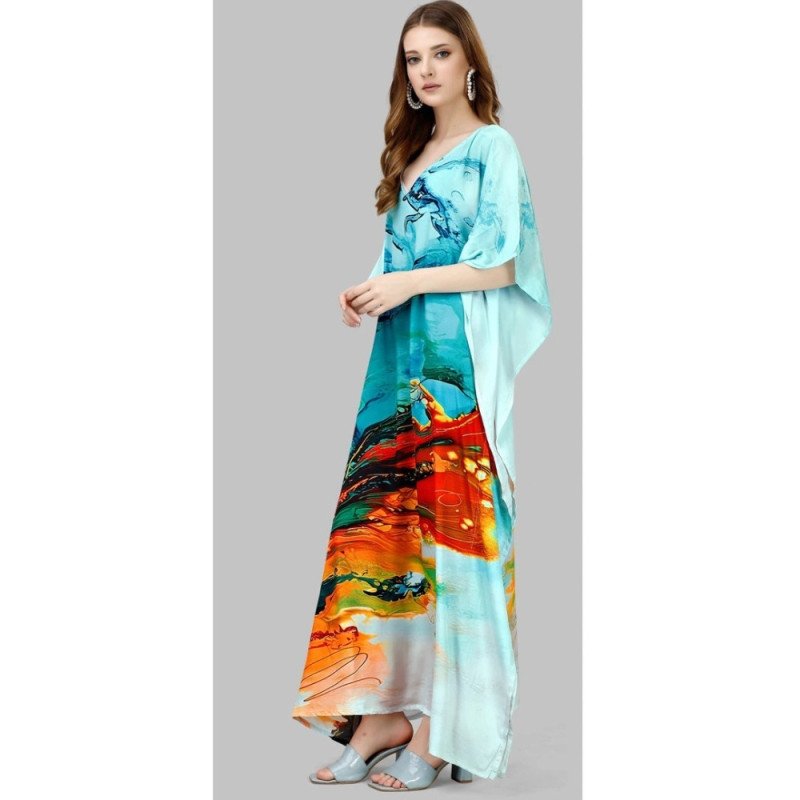 Ocean Flame Digital Print Kaftan (Free Size: M - 3XL) - MOCNA