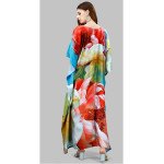 Multicolour Floral Silk Kaftan With Digital Print (Free Size: M - 3XL) - MOCNA