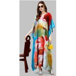 Multicolour Floral Silk Kaftan With Digital Print (Free Size: M - 3XL) - MOCNA