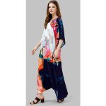 White Multicolour  Silk Kaftan With Digital Print (Free Size: M - 3XL) - MOCNA