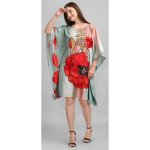 Red Poppy Kaftan (Short) With Digital Print - MOCNA