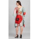 Red Poppy Kaftan (Short) With Digital Print - MOCNA