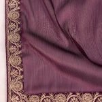 Apple Purple Soft Silk Embroidered Saree with Contrast Border - Mocna