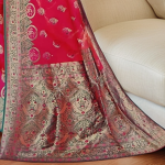 Red &amp; Green Soft Silk Saree with Elegant Weaving