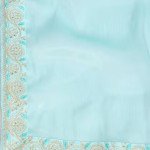 Apple Sky Blue Soft Silk Embroidered Saree with Contrast Border - Mocna