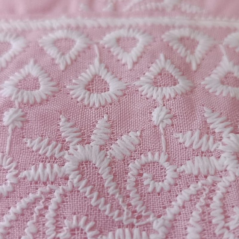 Elegant Pink Embroidered Pure Cotton Dress Material Suit Set - Mocna Fashion