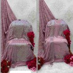 Pink Fox Georgette Embroidered Pakistani Suit – Unstitched Dress Material for Women with Santoon Inner &amp; Dupatta" -Mocna