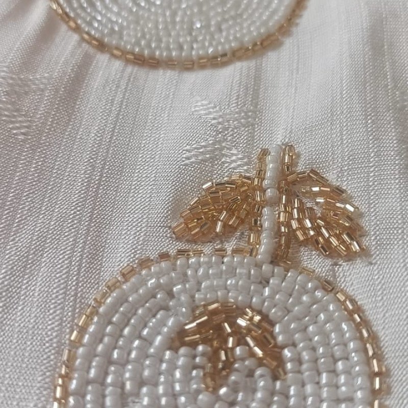 Elegant White Co-Ord Set For Women | Gold Beaded Ethnic Wear | Wedding &amp; Party Outfit - Mocna