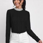 Designer Lace Neck Georgette Top - Mocna
