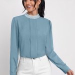 Designer Lace Neck Georgette Top - Mocna