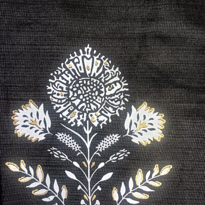 Black Printed Vatican Silk Kurta Pant Set -mocna